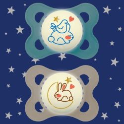 Mam Origin Sucette Nuit Silic 2-6M B/2