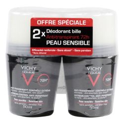 Vichy Homme Déod 72H Anti-Trace 2Billes/50Ml
