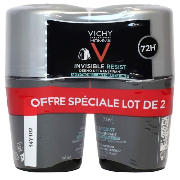 Vichy Homme Déod Inv Resist 72H 2Roll-On/50Ml