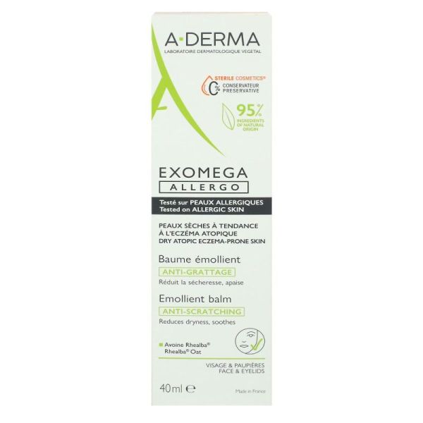 Aderma Exomega Allergo Baume Émollient Tube Pompe/40Ml
