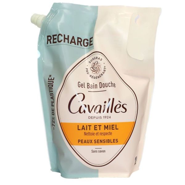 Cavailles Gel Bain Dche Lait Miel Eco-Rech/1L