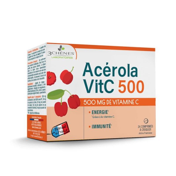 3 Chenes Acérola Vitc 500 Cpr Croq B/24