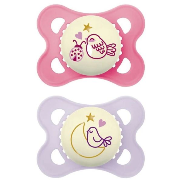 Mam Origin Sucette Nuit Silic 2-6M B/2