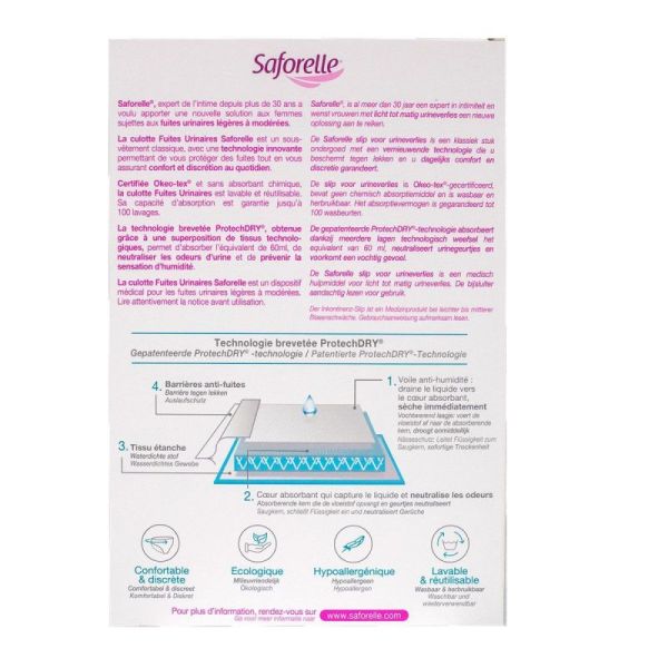 Saforelle Culotte Fuites Urinaires Noire T46