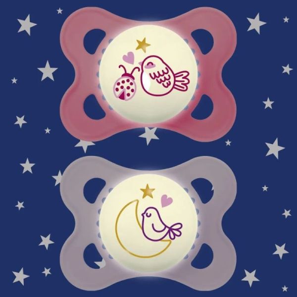 Mam Origin Sucette Nuit Silic 2-6M B/2