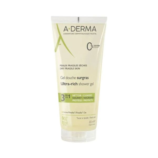 Aderma Gel Douche Surgras Visage Corps T/200Ml
