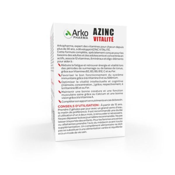 Azinc Vitalite Gél Dès 15 Ans Fl/60