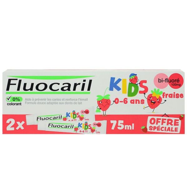 Fluoc Kids Dentif Fraise 0-6Ans 2T/75Ml